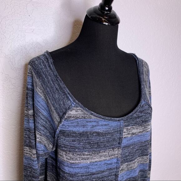 Free People blue gray scoop neck linen blend sweater size Extra Small XS - Picture 2 of 13